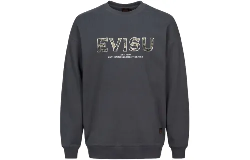 EVISU Sweatshirts Men's Gray Crew Neck Moderate Regular