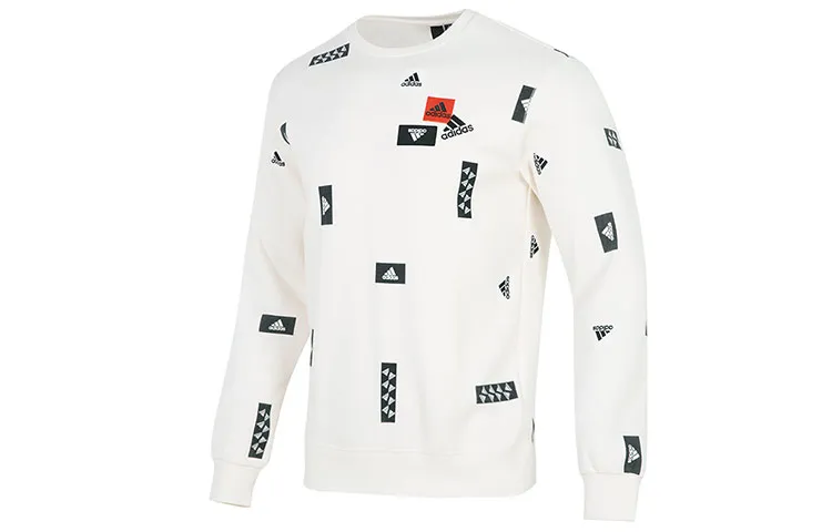 Adidas Sweatshirts Men's White Crew Neck Moderate Regular