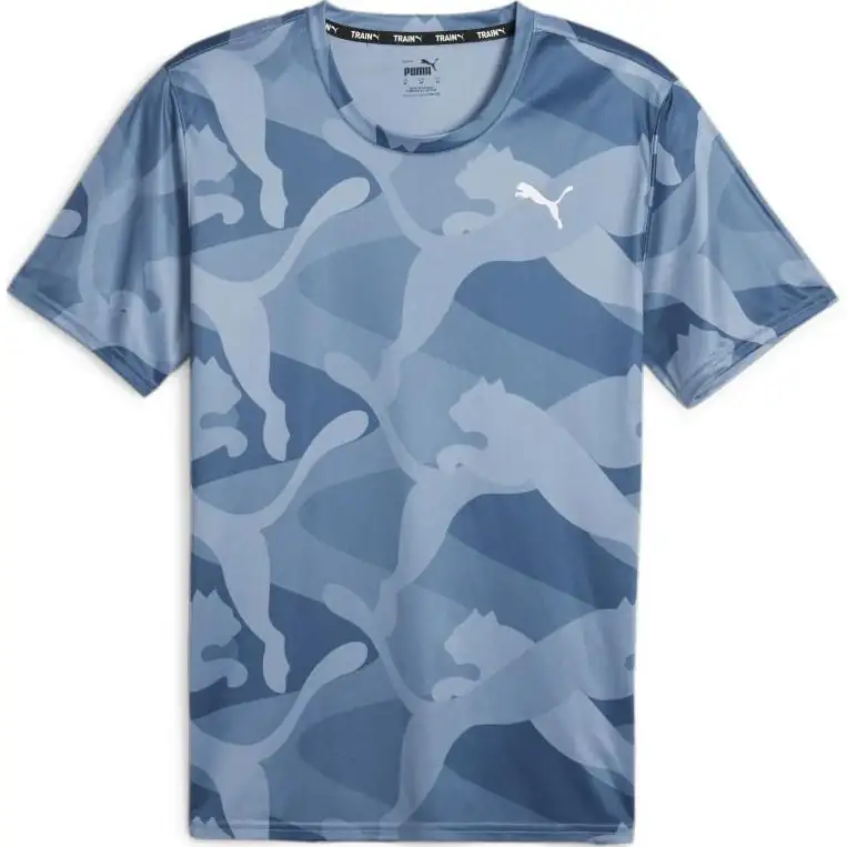 PUMA T Shirts Men's Blue Crew Neck Moderate Straight Fit