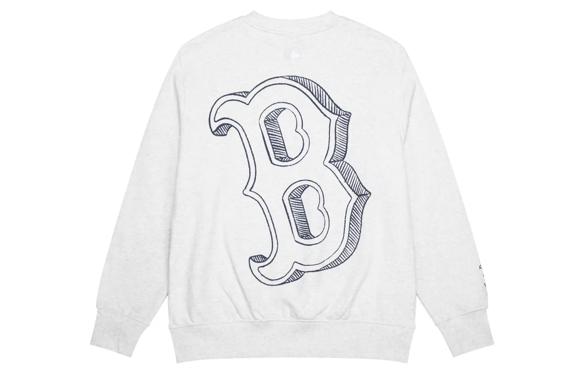 MLB Boston Red Sox Sweatshirts Unisex Light Gray Crew Neck Moderate Regular
