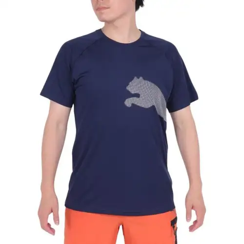 PUMA T Shirts Men's Marine Blue Crew Neck Moderate Straight Fit