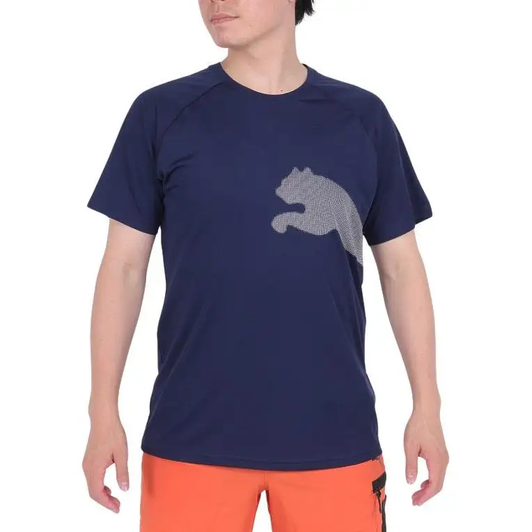PUMA T Shirts Men's Marine Blue Crew Neck Moderate Straight Fit