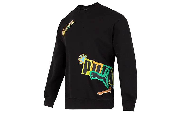 PUMA CLASSICS Sweatshirts Men's Black Crew Neck Moderate Regular
