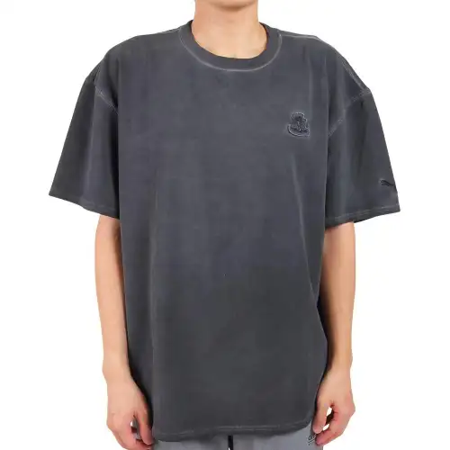 PUMA T Shirts Men's Black Crew Neck Moderate Straight Fit