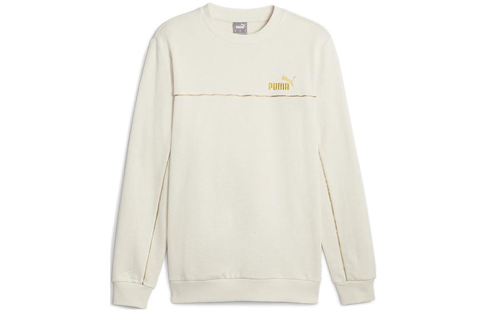 PUMA ESS Sweatshirts Men's Ecru Crew Neck Thickened Regular