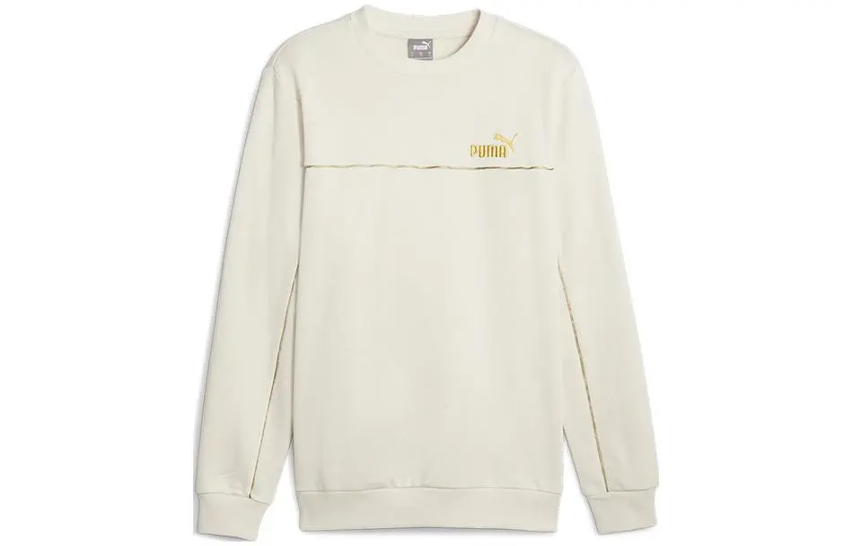 PUMA ESS Sweatshirts Men's Ecru Crew Neck Thickened Regular