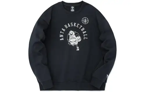 ANTA Sweatshirts Men's Black Crew Neck Moderate Regular