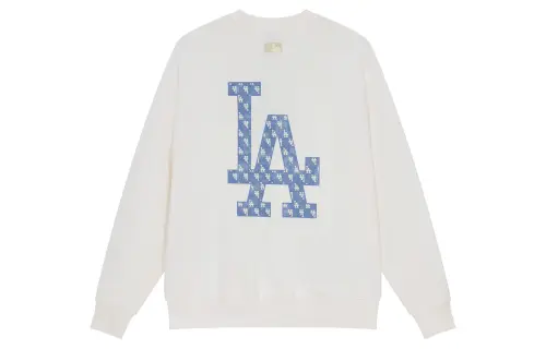 MLB Retro sports spring beige sweatshirt with a round collar for leisure for men and women, American style