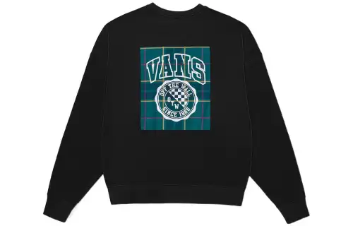 Vans School Day Sweatshirts Unisex Black Crew Neck Moderate Regular
