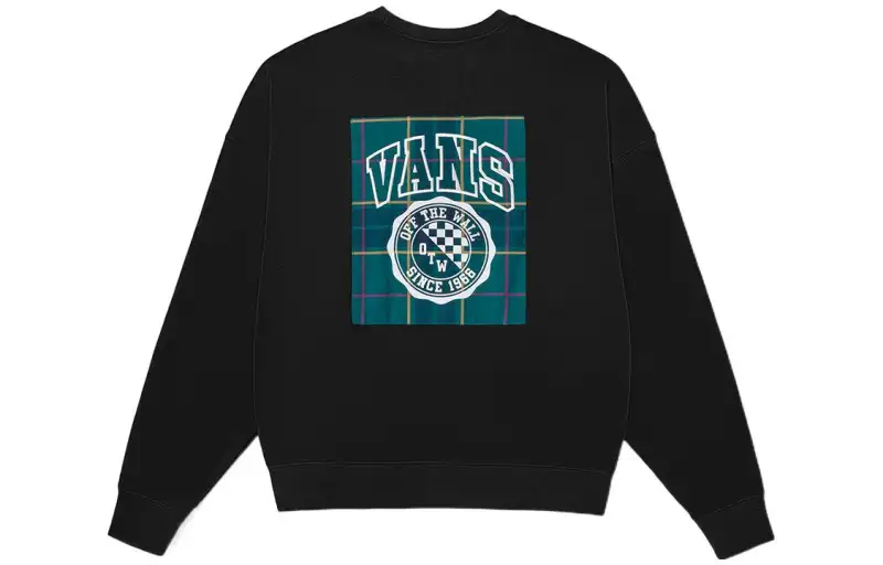 Vans School Day Sweatshirts Unisex Black Crew Neck Moderate Regular