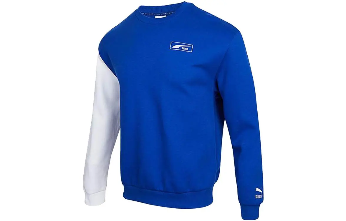 PUMA Sweatshirts Men's Blue White Crew Neck Moderate Regular