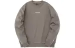 Anta Solid Color Crew Neck Pullover With Letter Print And Fleece Lining Sweatshirt Unisex Chiffon Brown