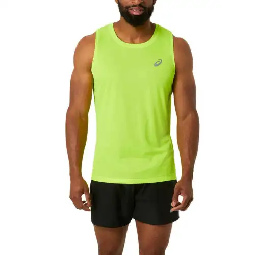 ASICS T Shirts Men's Yellow Crew Neck Moderate Straight Fit