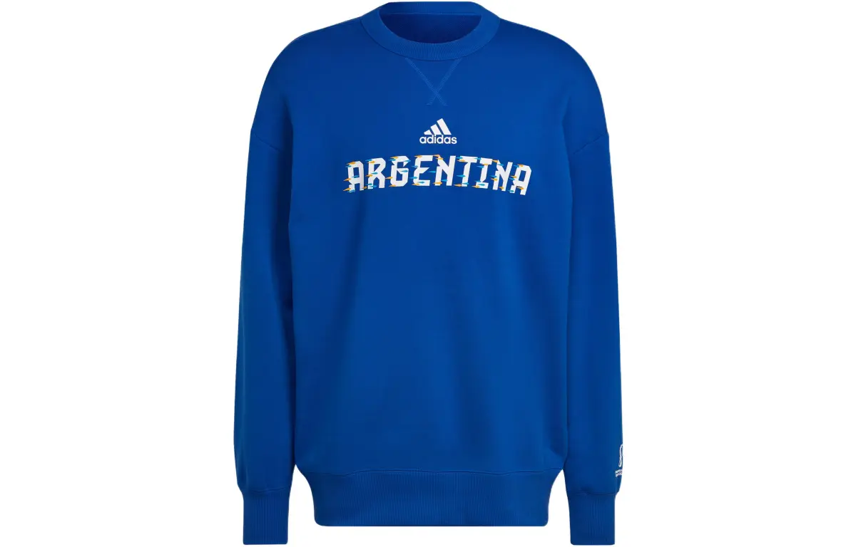 Adidas Argentina Sweatshirts Men's Blue Crew Neck Moderate Regular