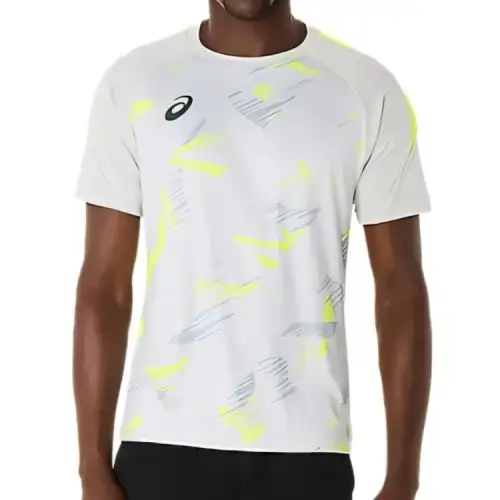 ASICS T Shirts Men's Gray Crew Neck Thin