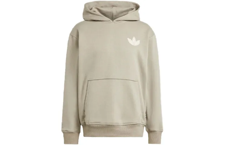 Adidas Originals PREMIUM GRAPHIC Sweatshirts Men's Pebble Silver Gray Hooded Moderate Regular