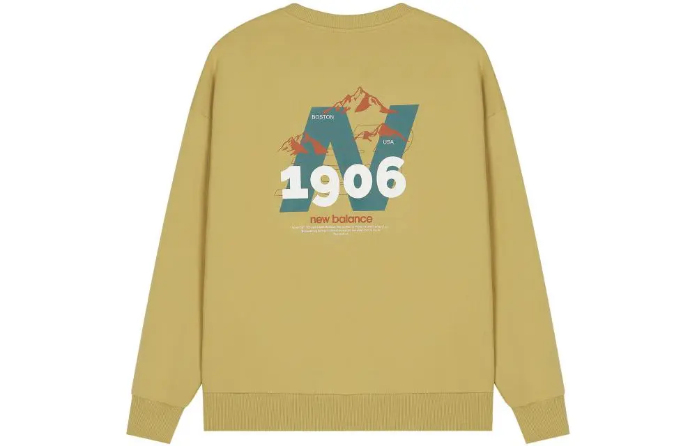 New Balance Sweatshirts Unisex Yellow Crew Neck Moderate Regular