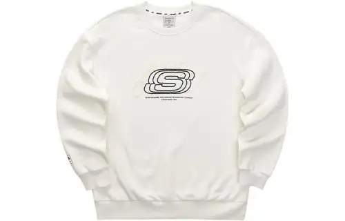 Skechers Sweatshirts Unisex Marshmallow White Crew Neck Moderate Regular