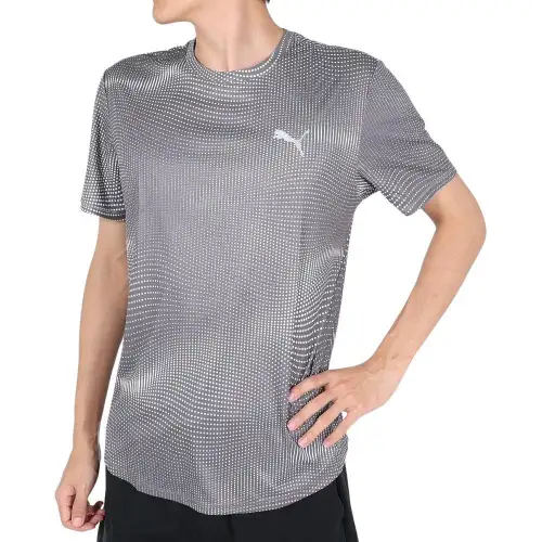 PUMA T Shirts Men's Gray Crew Neck Moderate