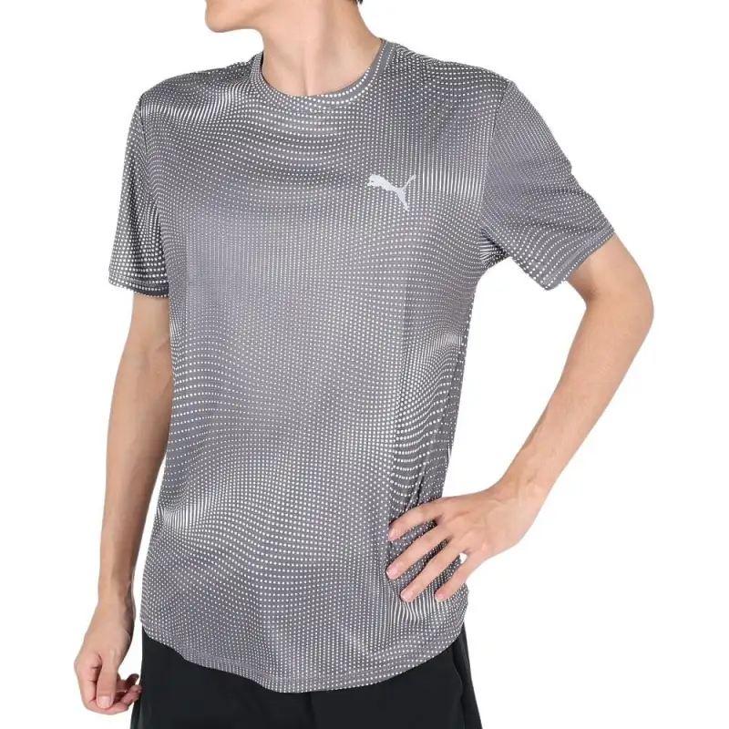 PUMA T Shirts Men's Gray Crew Neck Moderate