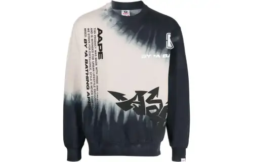 A BATHING APE Sweatshirts Men's Black/White Crew Neck Moderate Regular