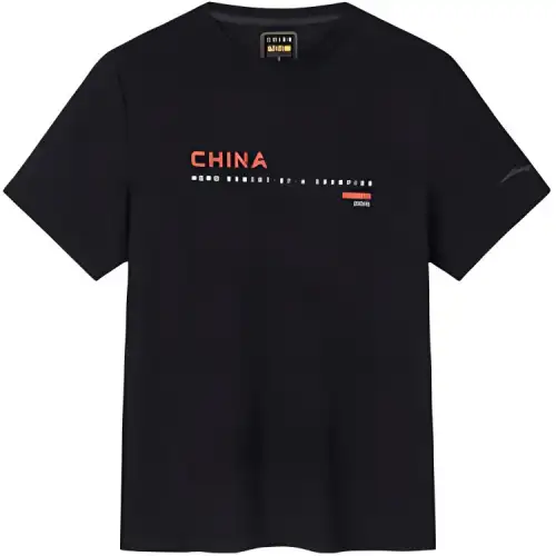 ANTA T Shirts Men's Black Crew Neck Thin Straight Fit