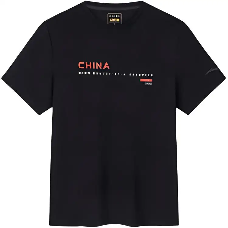 ANTA T Shirts Men's Black Crew Neck Thin Straight Fit