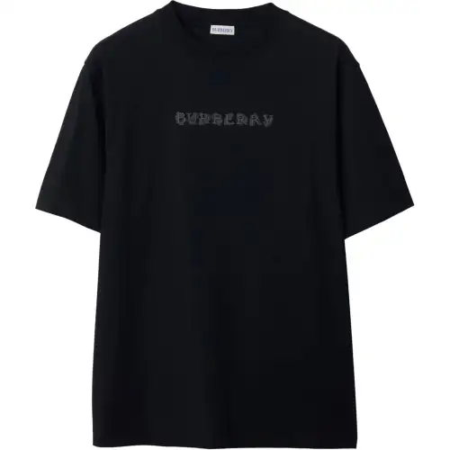 Burberry T Shirts Men's Black Crew Neck Moderate Straight Fit