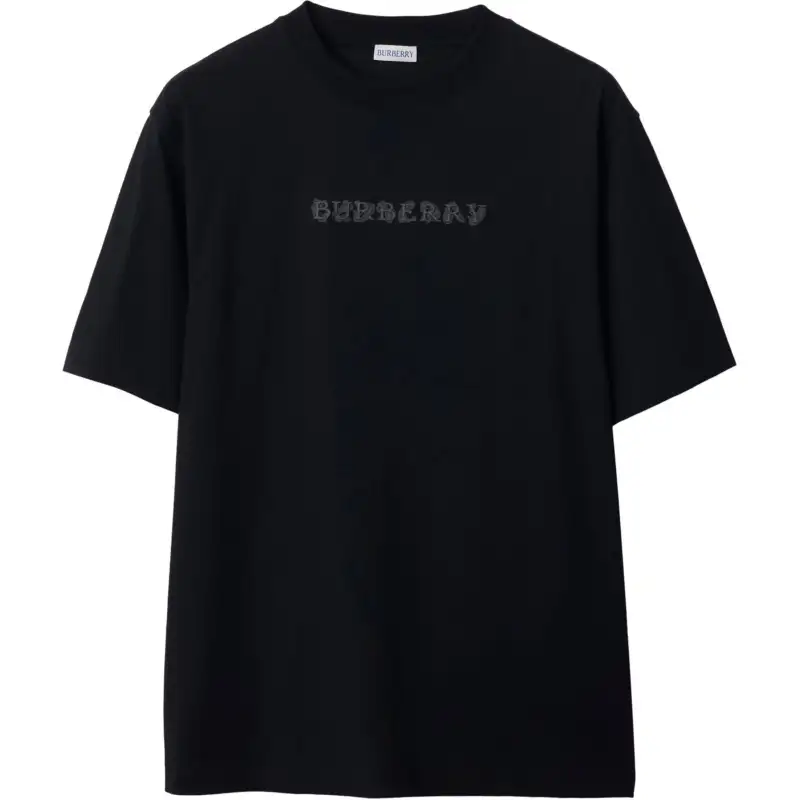 Burberry T Shirts Men's Black Crew Neck Moderate Straight Fit