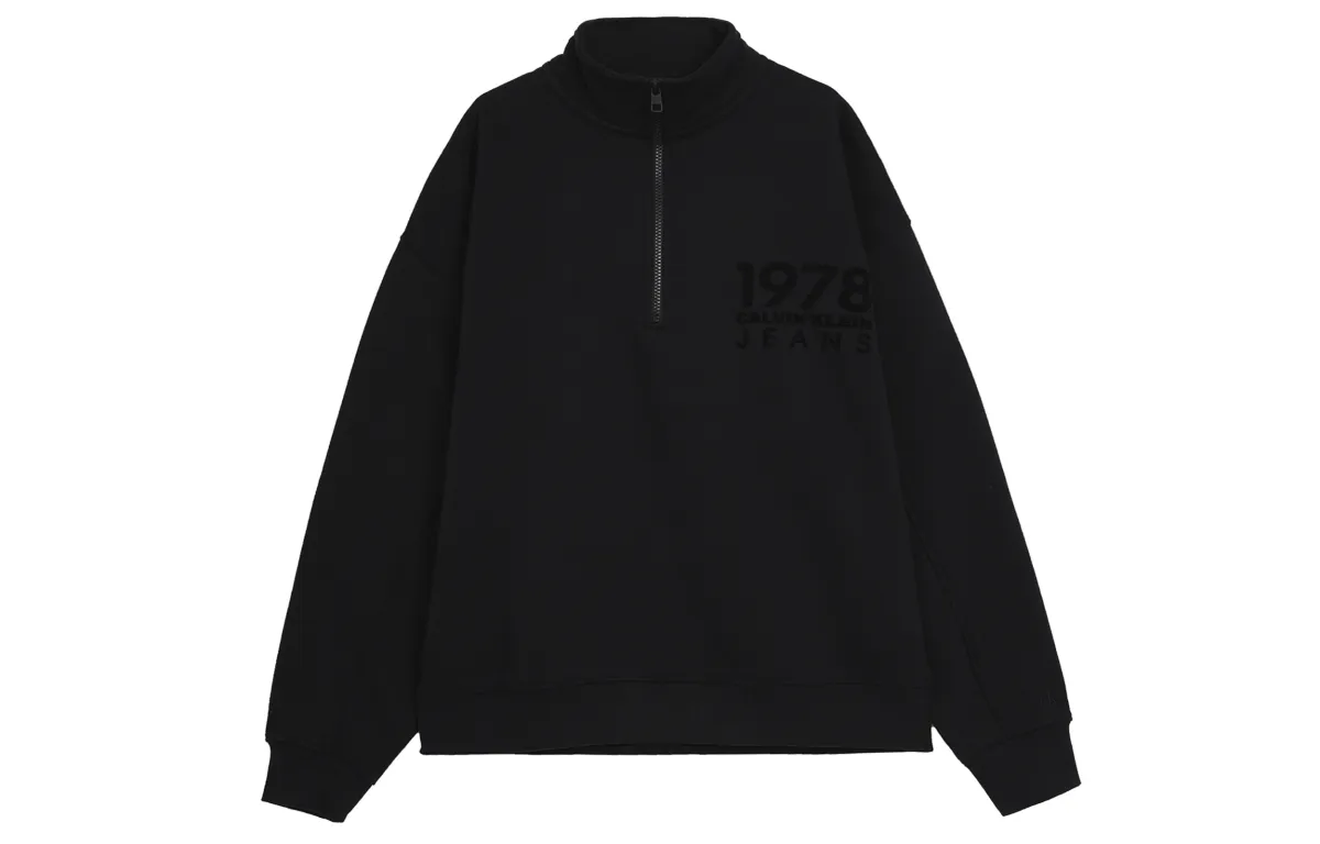Calvin Klein Logo-flocked Half-zip Sweatshirt