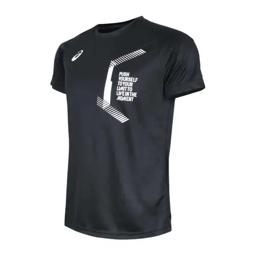 ASICS T Shirts Men's Black Crew Neck Moderate