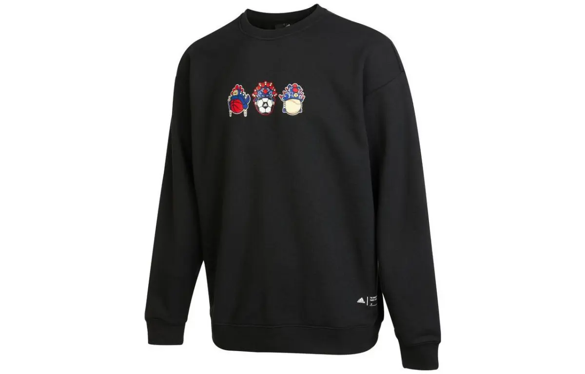 Adidas Sweatshirts Unisex Black Crew Neck Moderate Regular