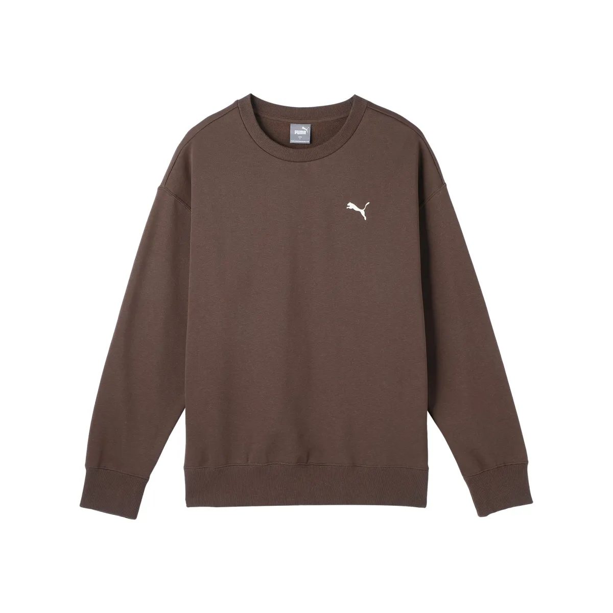 PUMA Athleisure Loose Fit Fleece Lined Sweatshirt Unisex Coffee Brown
