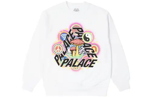 PALACE BUN 5G CREW Sweatshirts pullover sweatshirt, same style for men and women, white
