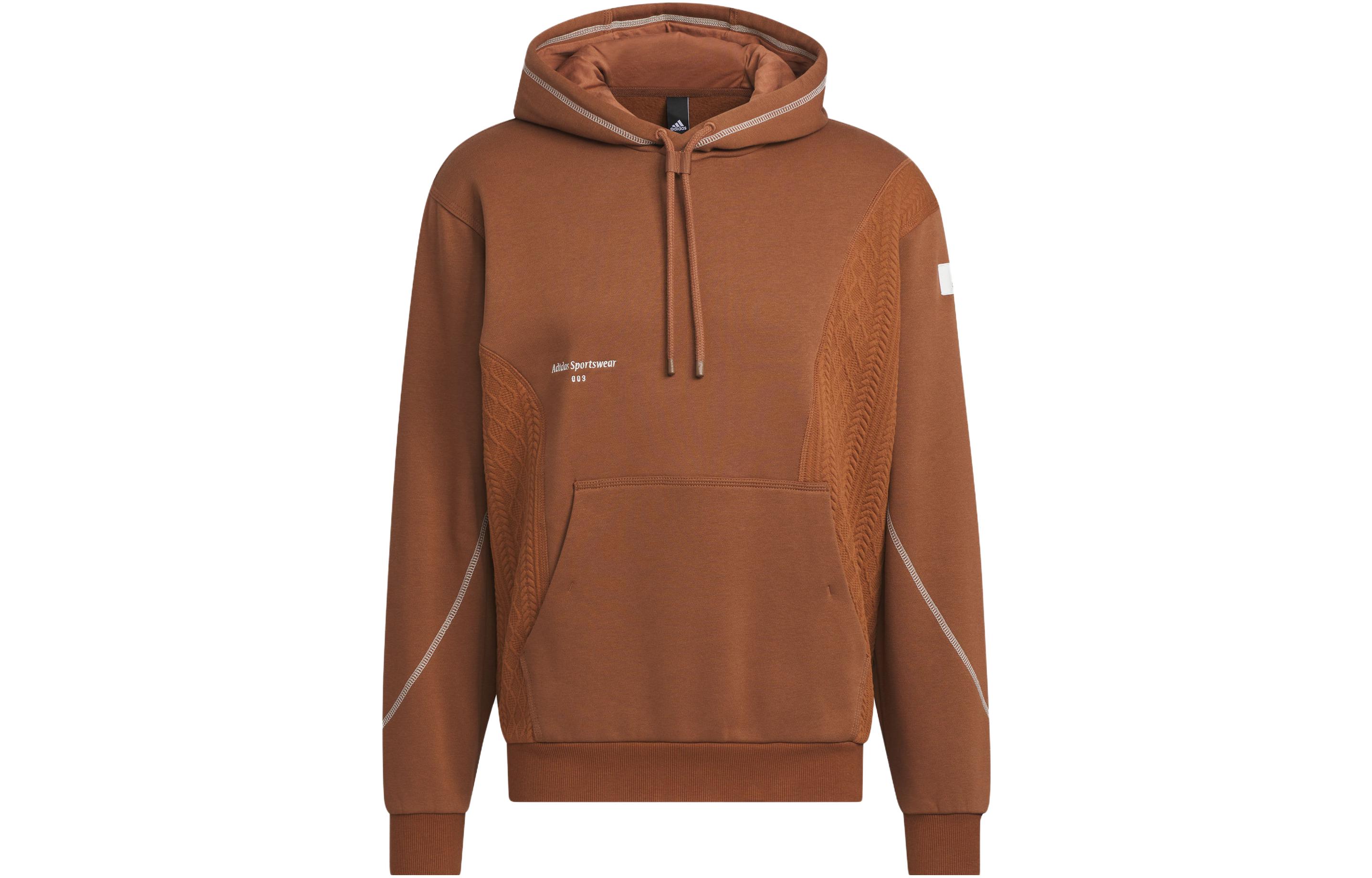 Adidas Lounge Sweatshirts Men's Brown Hooded Moderate Regular
