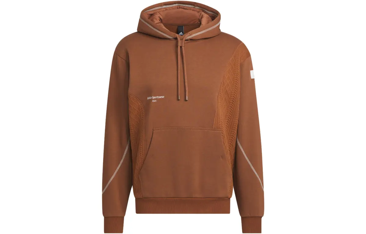 Adidas Lounge Sweatshirts Men's Brown Hooded Moderate Regular