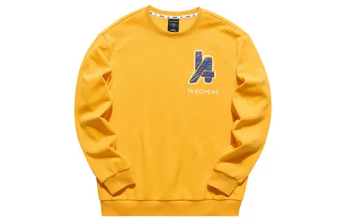 Skechers Letter Logo Embroidery Thickened And Fleece Lined Pullover Sweatshirt Unisex Yellow