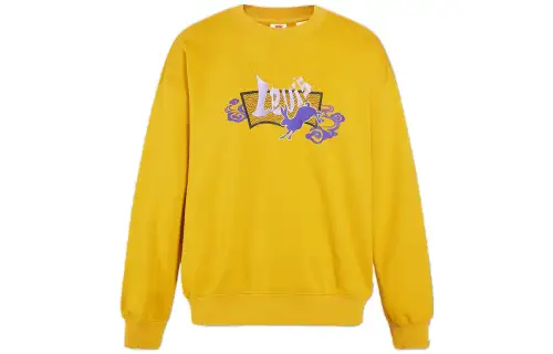 Levis Sweatshirts Men's Yellow Crew Neck Moderate Regular