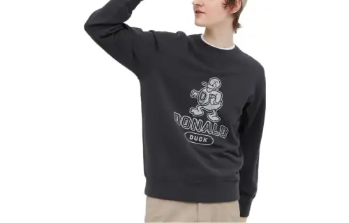 UNIQLO Sweatshirts Unisex Black Crew Neck Moderate Regular