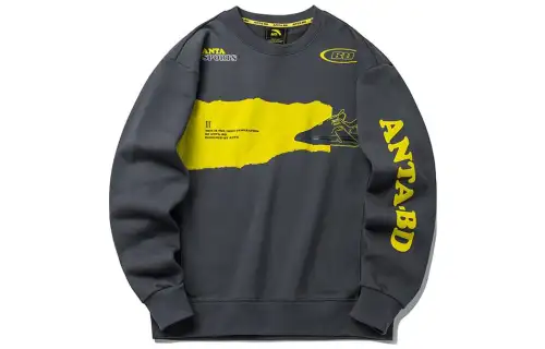 ANTA Sweatshirts Men's Gray Crew Neck Moderate Regular