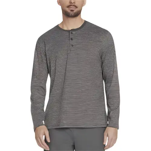 Skechers Jersey Henley T Shirt Men's Charcoal Gray