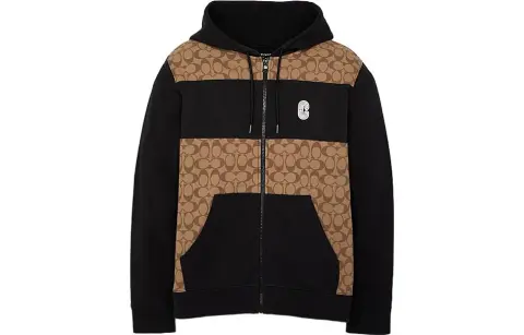 COACH Signature Men Full Zip Hoodie Khaki