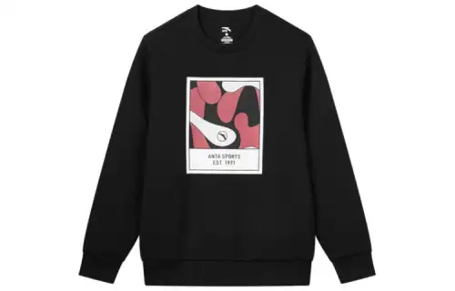 ANTA Life Collection Sweatshirts Men's Black Crew Neck Moderate Regular