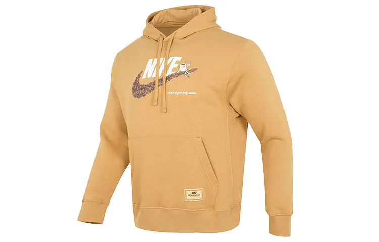 Nike Sweatshirts Men's Yellow Hooded Moderate Straight Fit