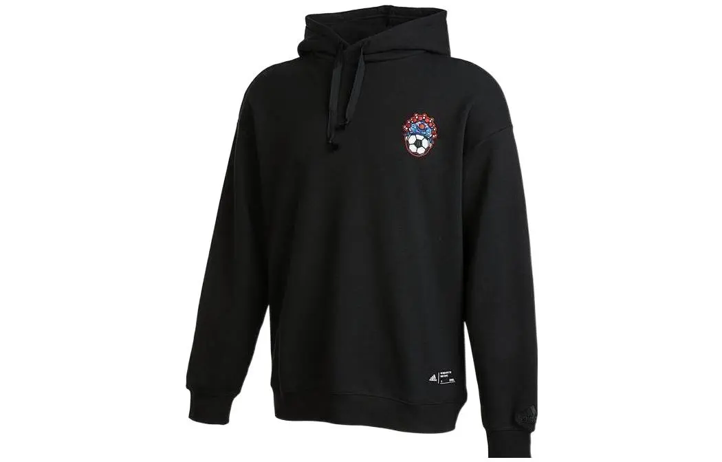 Adidas Sweatshirts Unisex Black Hooded Moderate Regular