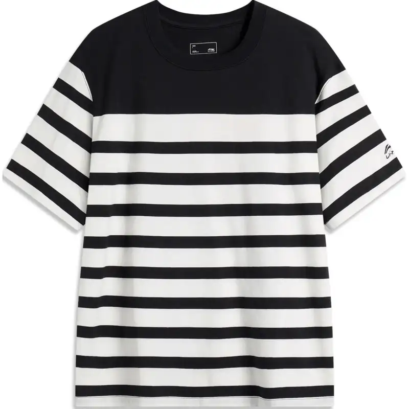 Li Ning Sports Trendy Collection T Shirt Men's Black Ivory Stripes
