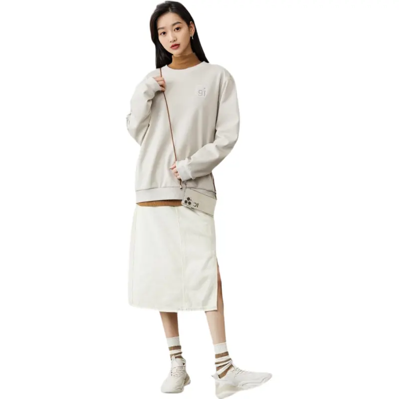 ANTA Life Collection Sweatshirts Unisex Khaki Crew Neck Thickened Regular