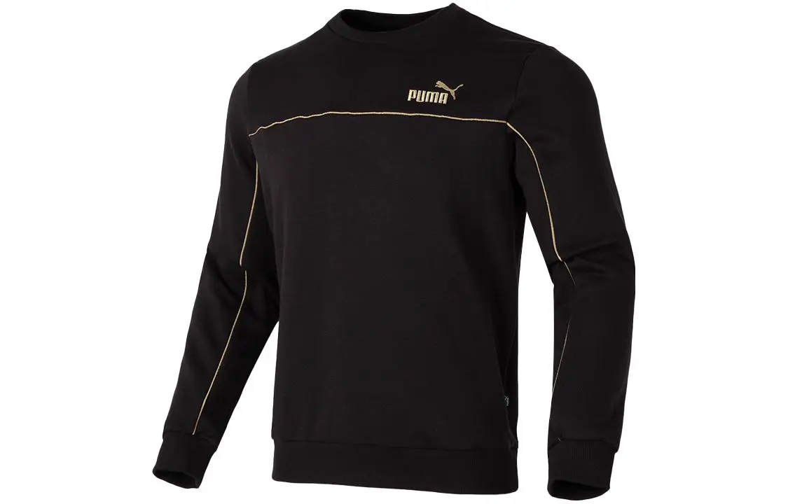 PUMA Sports Life Collection Brand Logo Pattern Fleece Lined Sweatshirt Men's Black