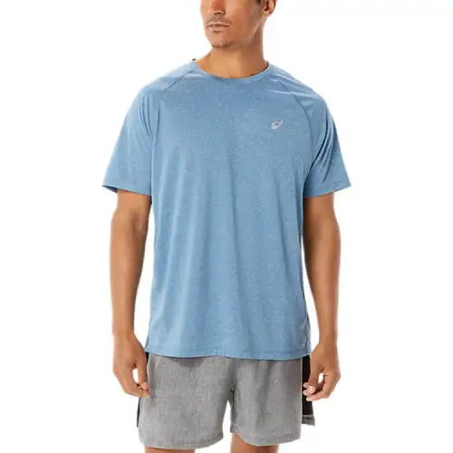 ASICS T Shirts Men's Blue Crew Neck Moderate Straight Fit