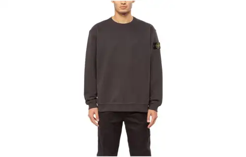 STONE ISLAND Sweatshirts Men's Charcoal Gray Crew Neck Moderate Regular